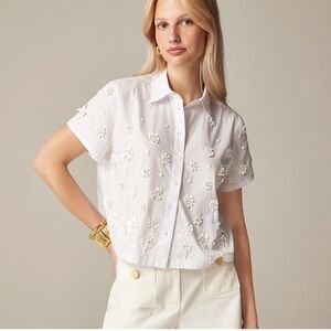 J Crew Collection embellished button-up shirt